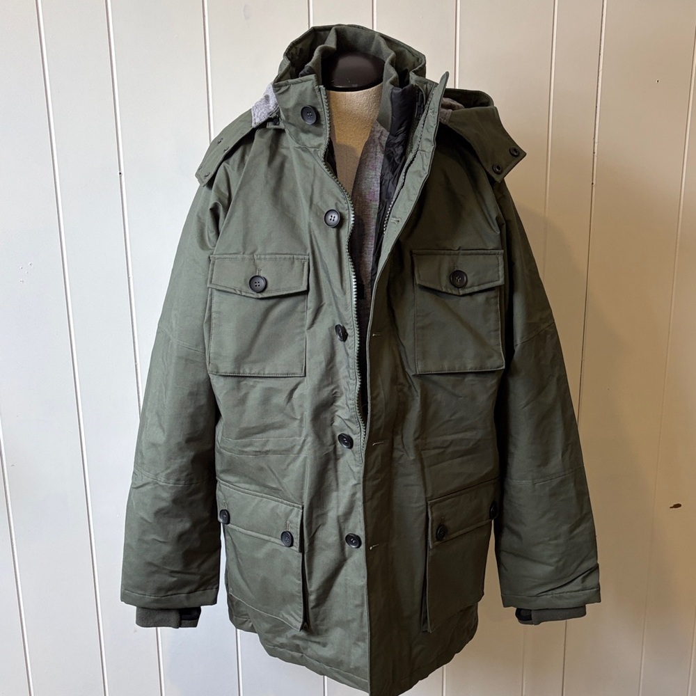 Men's Hoodlamb Green Hooded 2 in 1 Parka Jacket